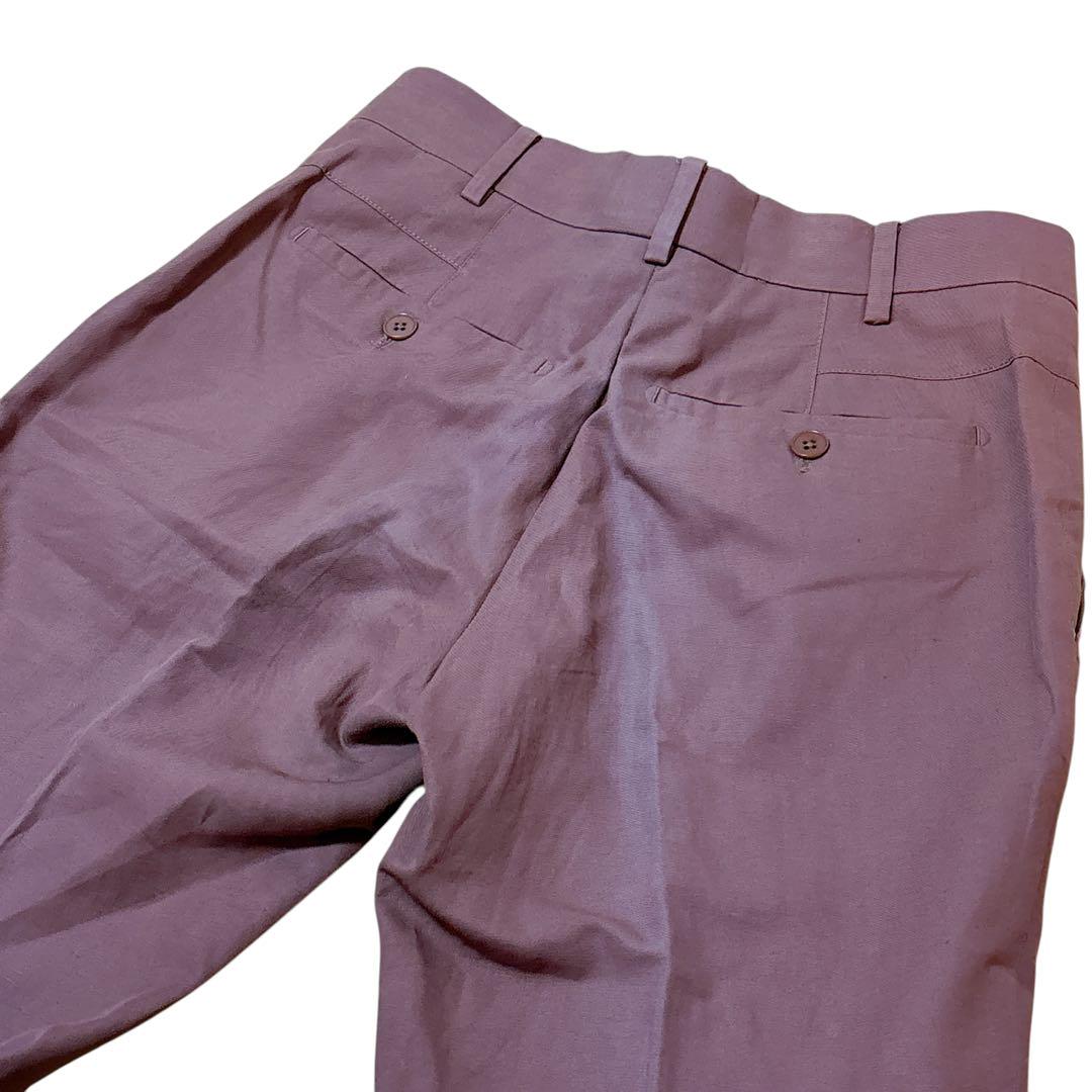 正規品 エルメス コットン リネン スラックス パンツ 38 センタープレス