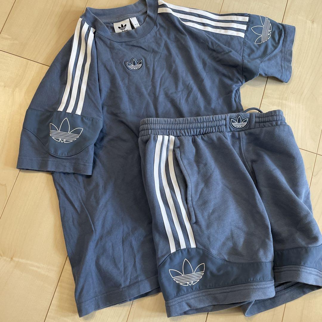 adidas 青 Tシャツ ショートパンツ セット アディダス 新品 半袖 セットアップ 100 Tシャツ ショートパンツ