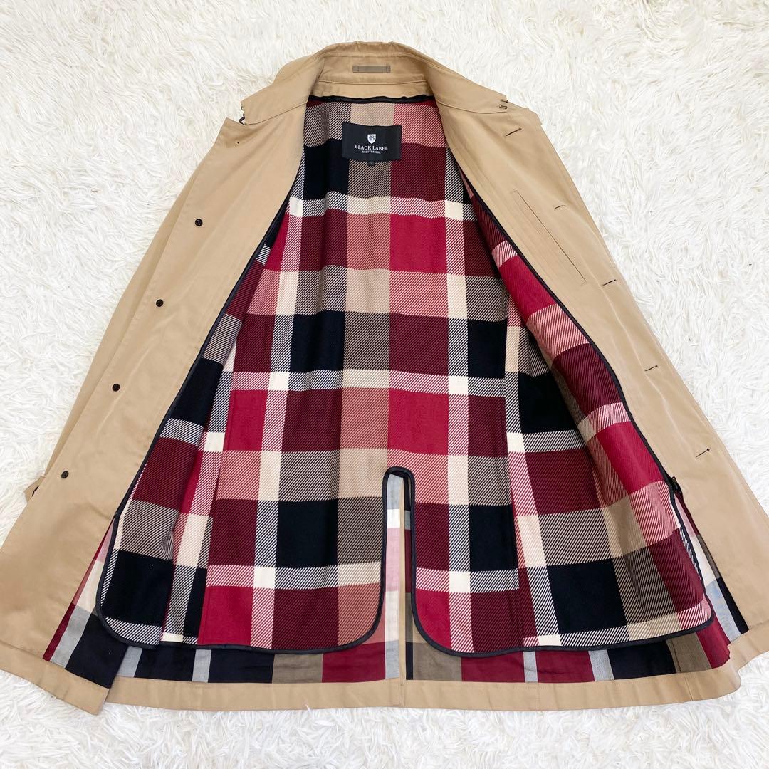 ブラックレーベルクレストブリッジ ステンカラーコート L ビッグチェック ロング