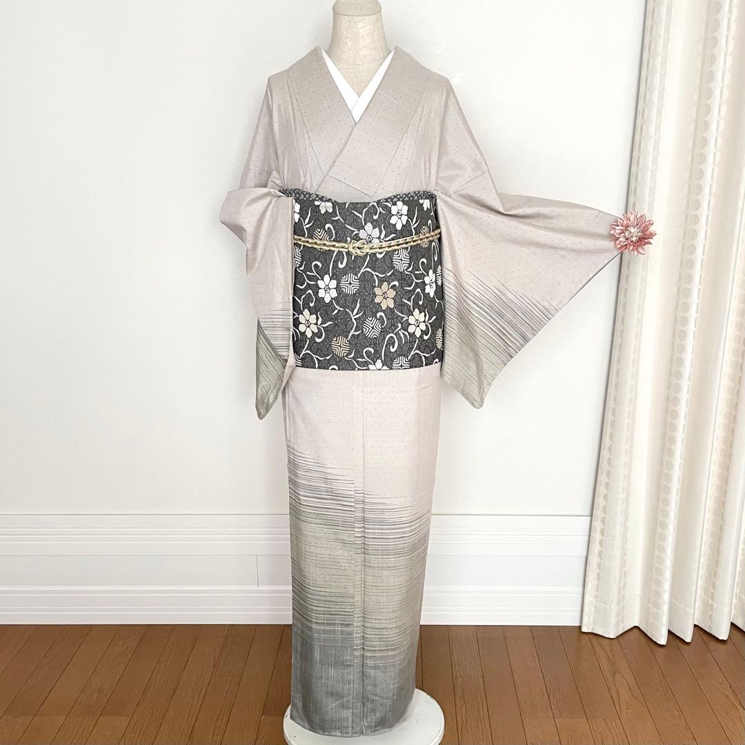 しつけ付き 蚊絣付下げ紬グラデーション正絹着物 しつけ付き 蚊絣付下げ紬グラデーション正絹着物