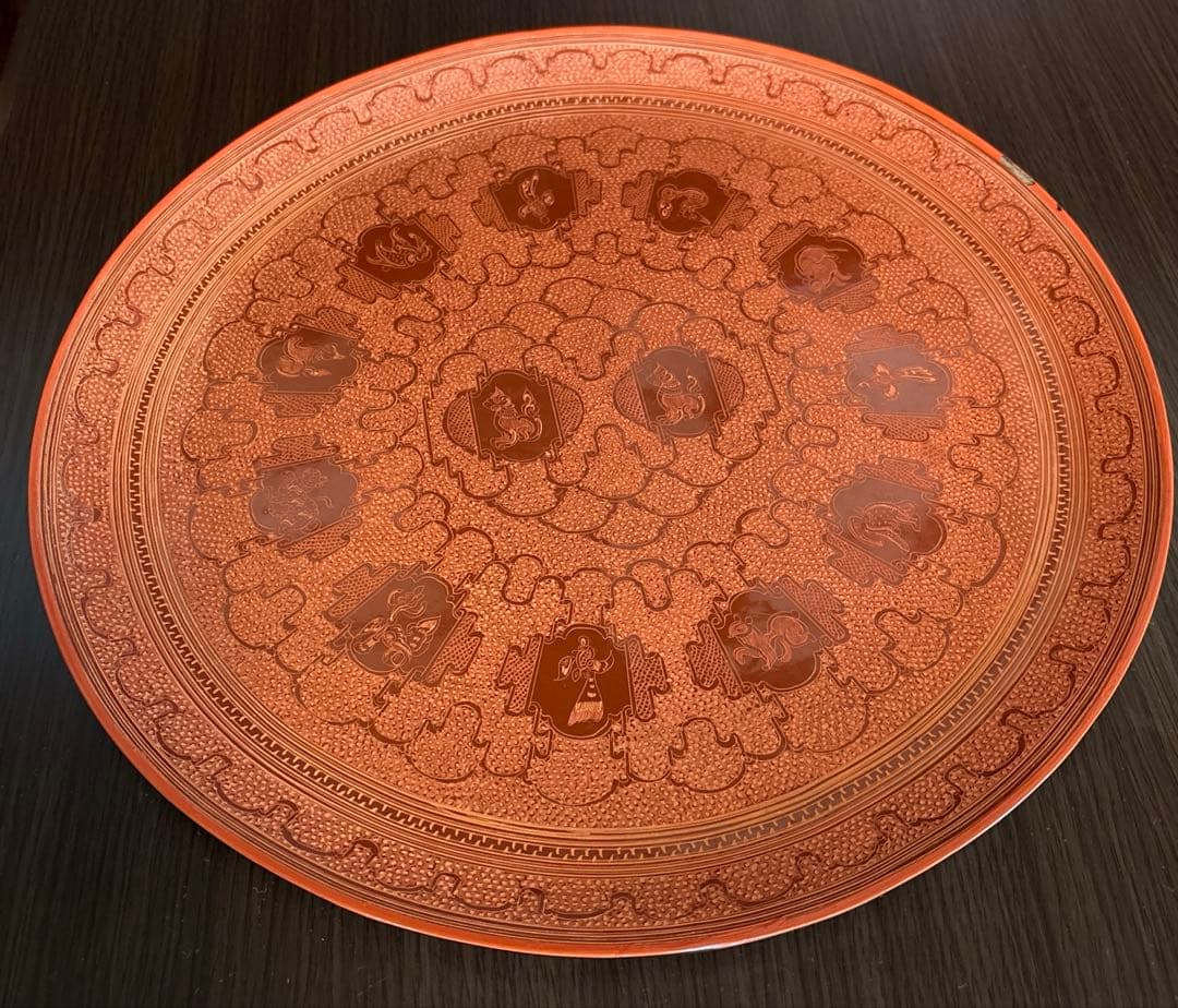 ★ヴィンテージ　ミャンマー バガン塗り　盆　①【＊】