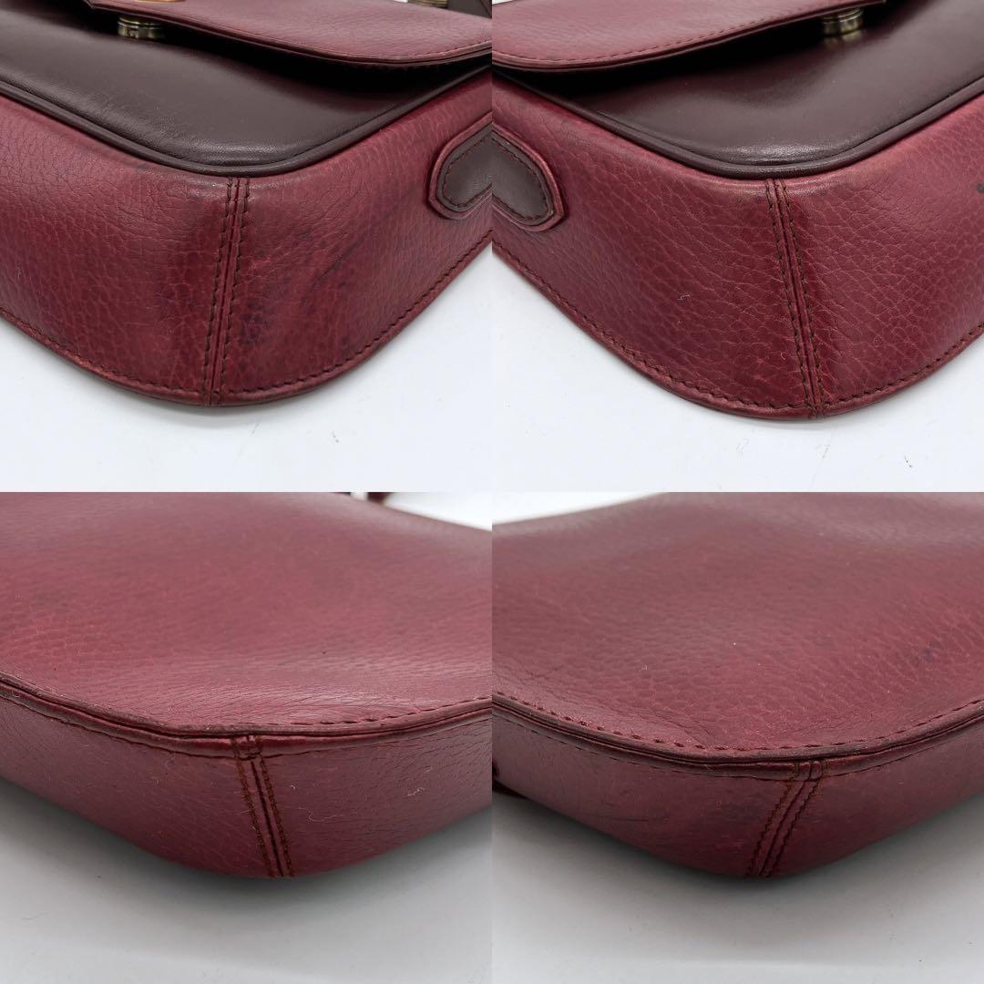 【Cartier】ショルダーバッグ　無地　ゴールド金具　レザー　ボルドー　A4 Cartier】ショルダーバッグ マストライン ゴールド金具 レザー