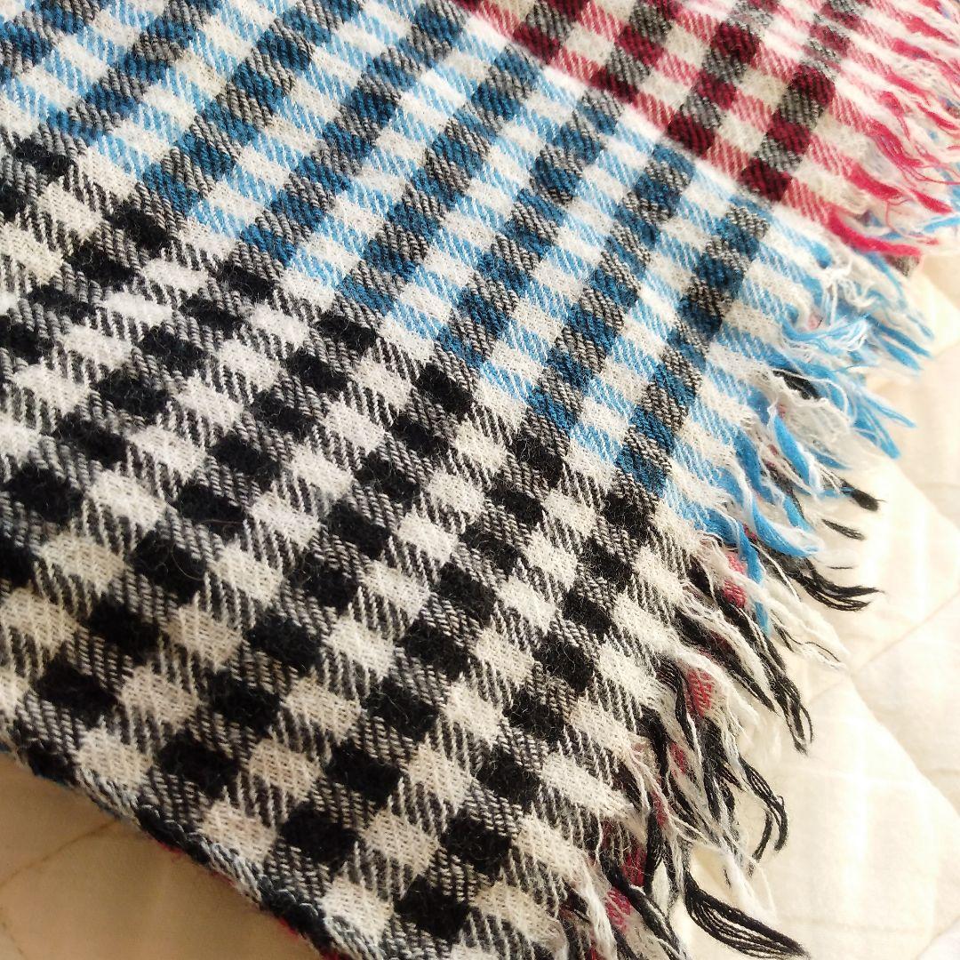 【美品】HOUSE COAT＊ウールショール マフラー＊マルチカラー＊通販生活
