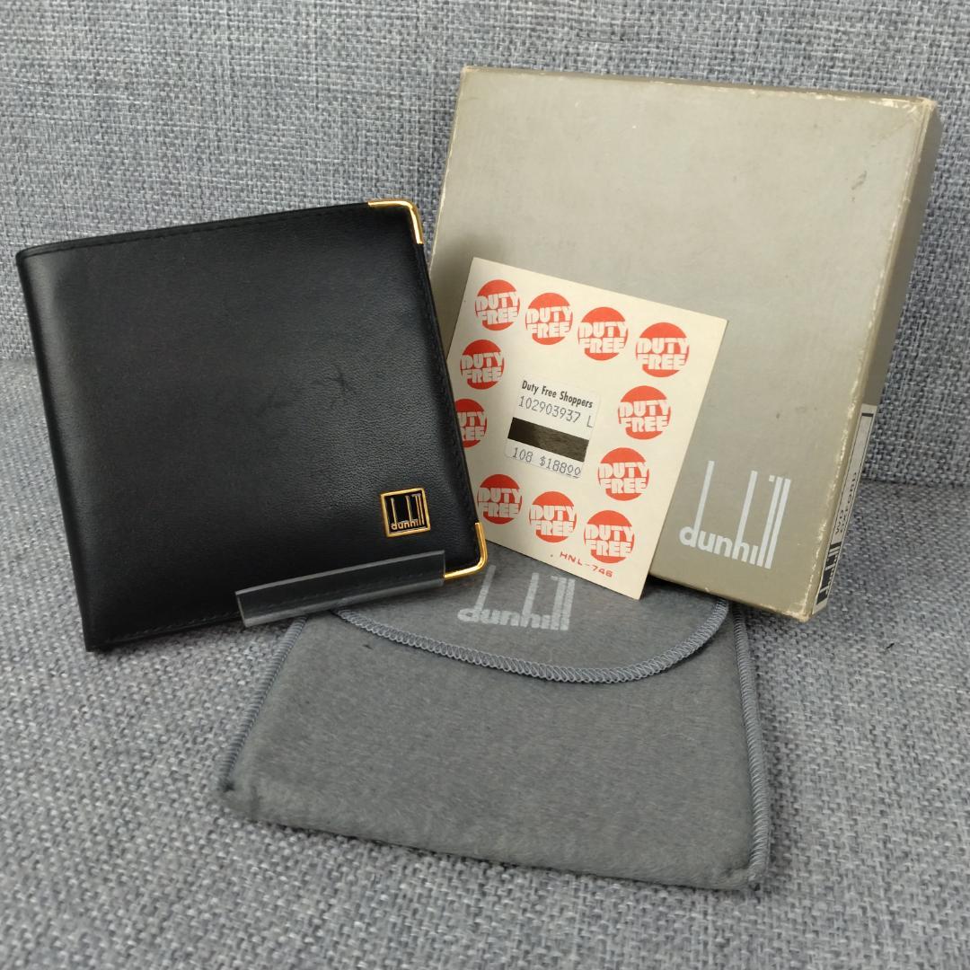 超美品ダンヒル★メンズ 2つ折ウォレット 小銭入有 カーフレザー 本革 黒 箱付