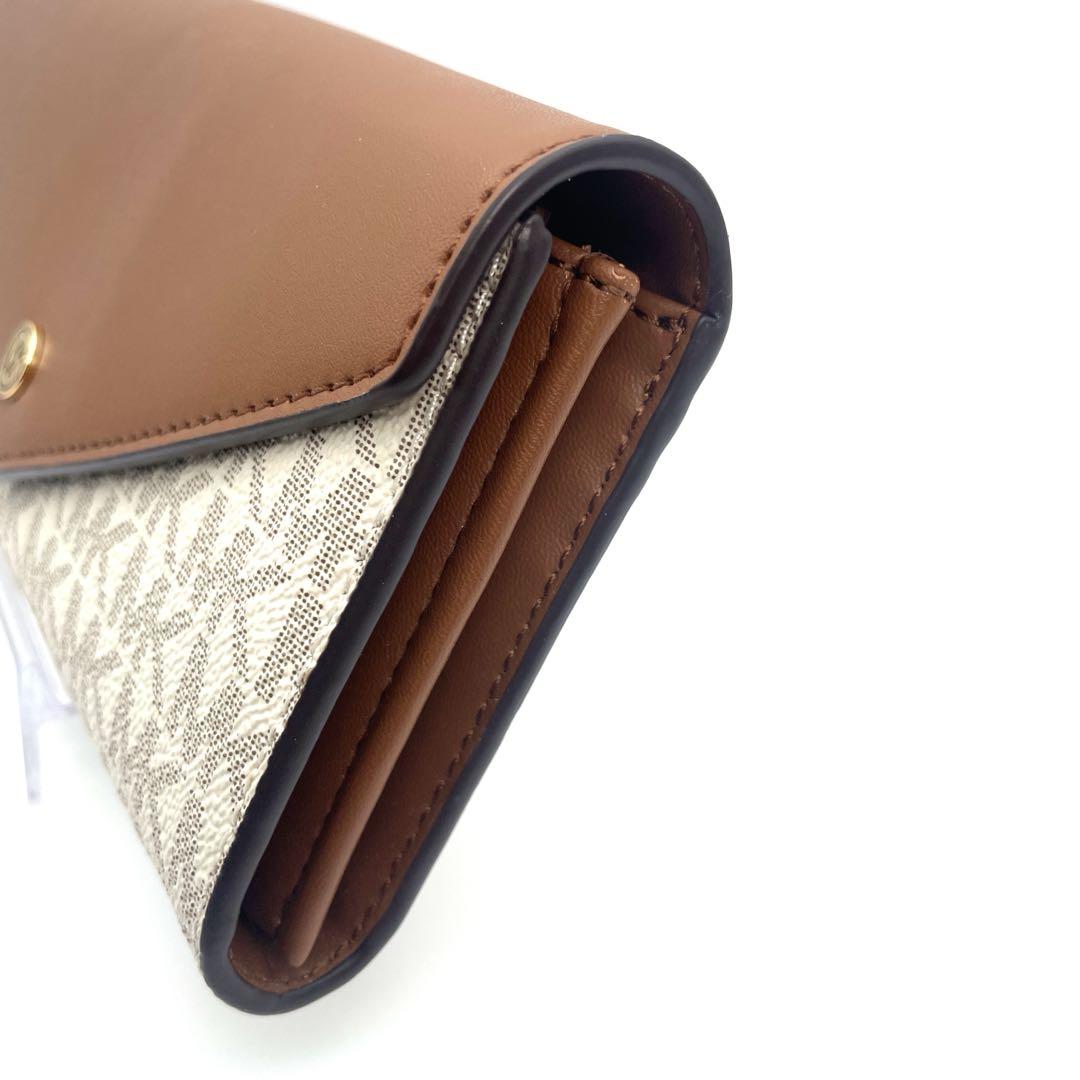 【美品】マイケルコース　MK 長財布　総柄　ブラウン×ホワイト