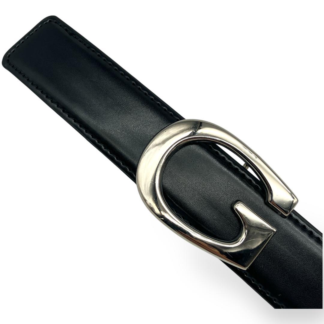 【美品】GUCCI グッチ Gバックル ベルト付き シルバー ブラック 美品】GUCCI グッチ Gバックル ベルト付き シルバー ブラック