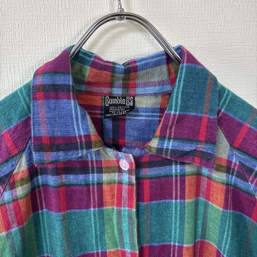 90s USA ビンテージ チェック柄 シャツ ワンピース 古着 デザイン レア 90s USA ビンテージ チェック柄 シャツ ワンピース 古着