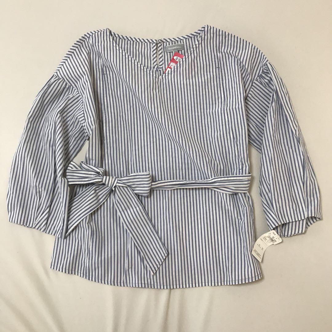 授乳服 ストライプ ブラウス