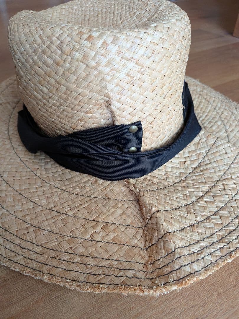 Lola HATS ローラハッツ　麦わら帽子　 黒リボン　ベージュ　中折