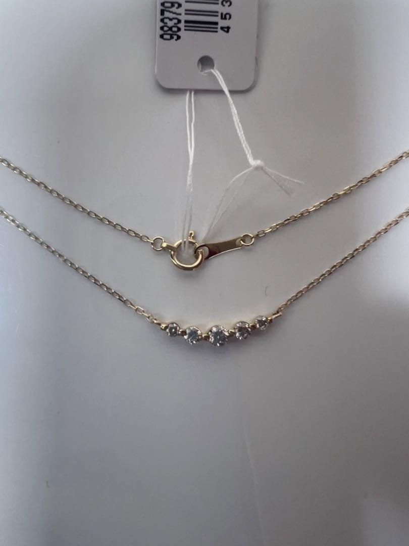 ネックレス ダイヤモンド 0.1ct スマイル ライン K18 ゴールド