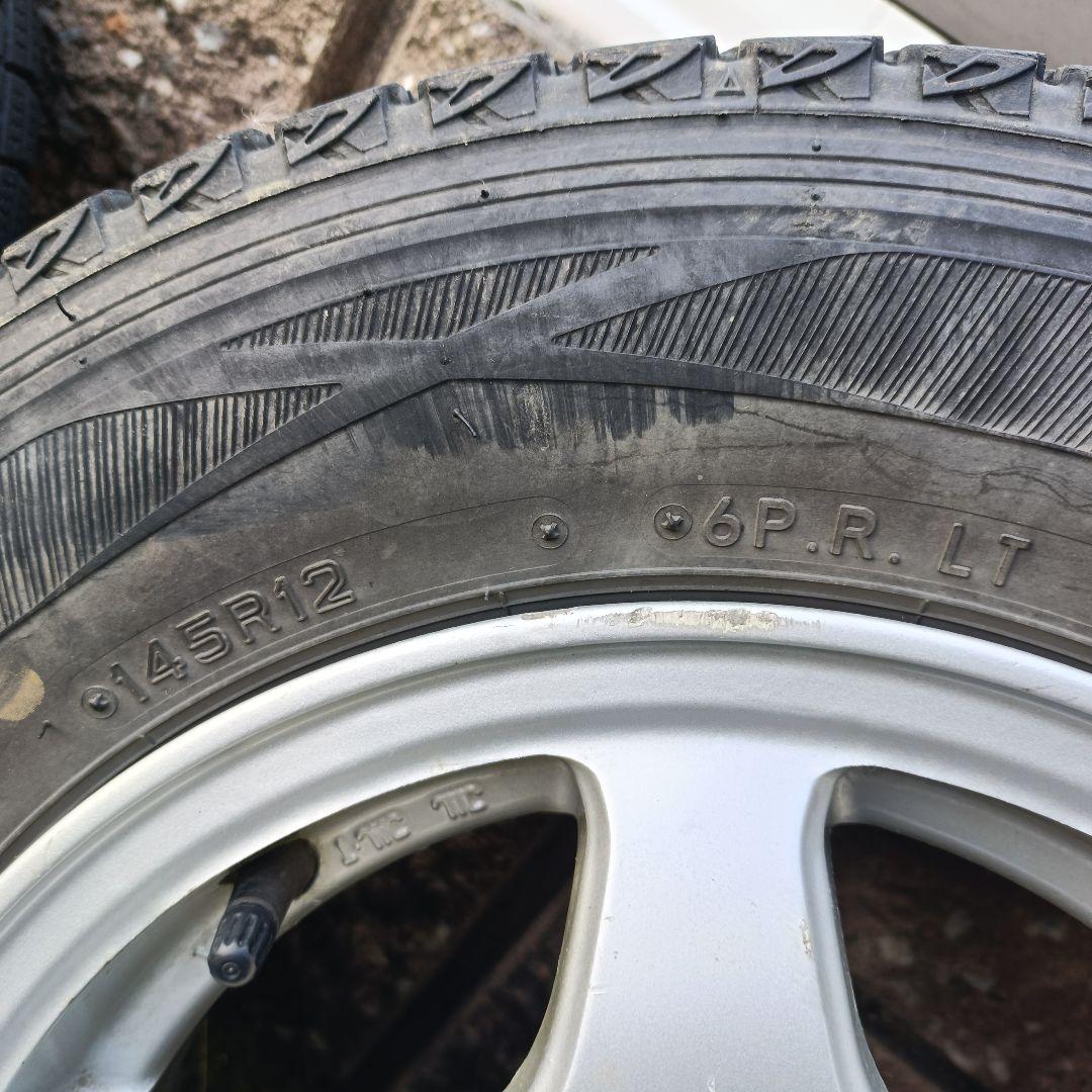 軽トラ アルミホイール＋スタッドレスタイヤ 145R12 6PR ２本セット②