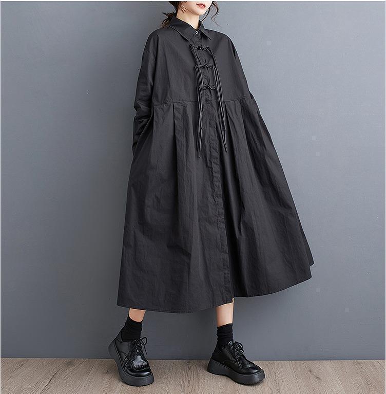 大きいサイズ レディース ロング　シャツ　ワンピース　ゆったり　秋冬 長袖 6,142円
