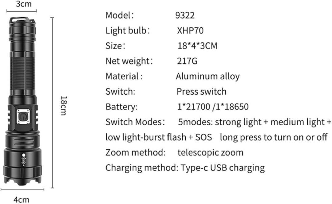 懐中電灯 ズーム5モード 戦術 USB懐中電灯 防水 防災 アウトドア
