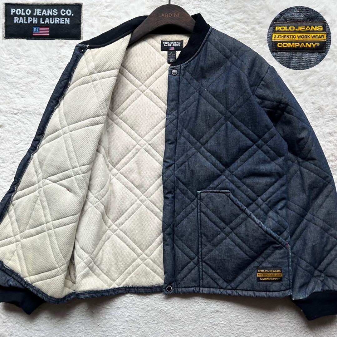 【激レア】ポロジーンズカンパニー キルティングデニムジャケット ロゴパッチ L