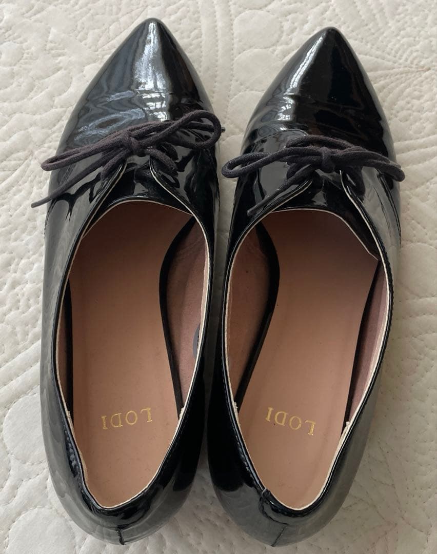 未使用 スペインLODI パテントエナメルレザーレースアップシューズ本革23.5 未使用 スペインLODI パテントエナメルレザーレースアップシューズ本革23.5