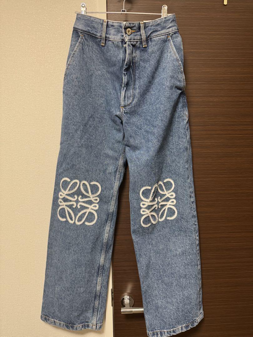 希少 LOEWE 刺繍入りデニムワイドレッグパンツ - メルカリ