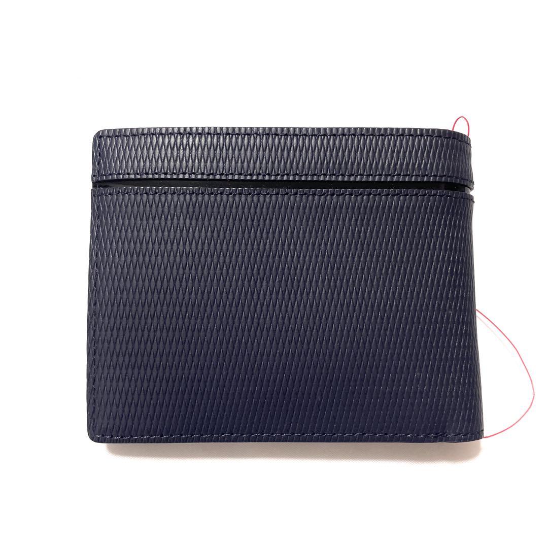 新品　LANVIN collection　レザー　二つ折り財布　　ネイビー