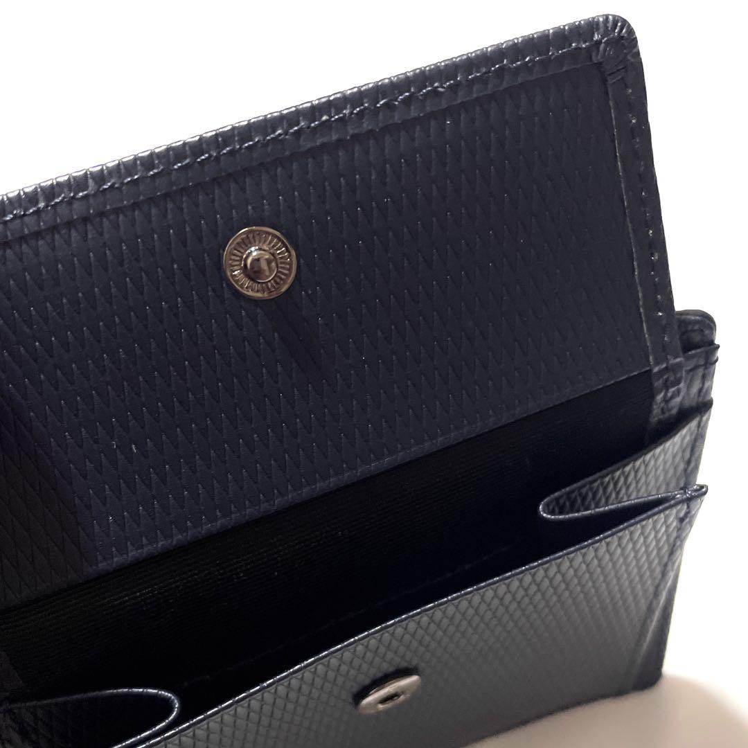 新品　LANVIN collection　レザー　二つ折り財布　　ネイビー