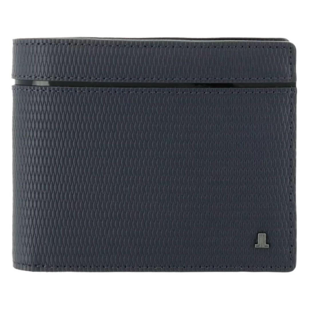 新品　LANVIN collection　レザー　二つ折り財布　　ネイビー