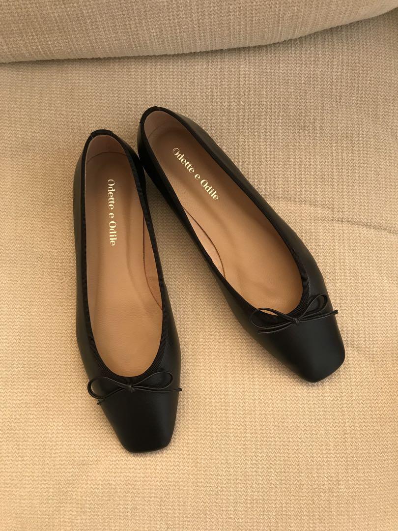 オデットエオディール ☆新品 22 スクエアバレエフラットシューズ 本革