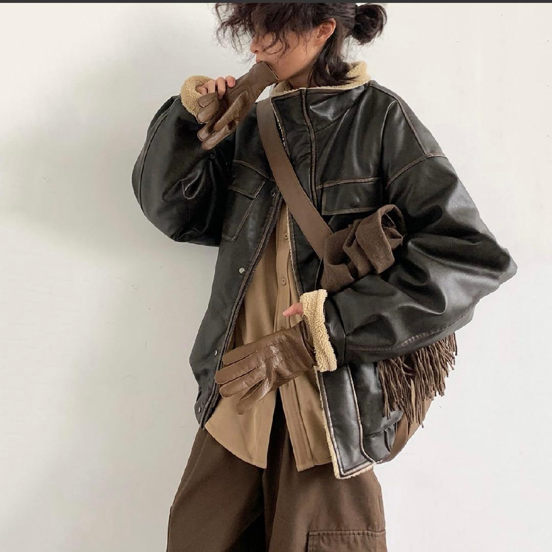 レトロ裏ボアレザージャケット ブラウン レトロ裏ボアレザージャケット ブラウン