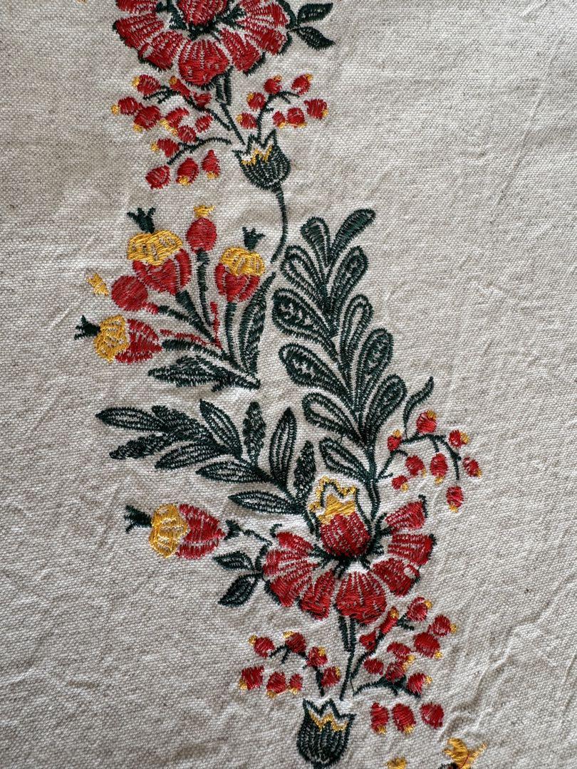花柄刺繍 ヘンプ掛け布団カバー