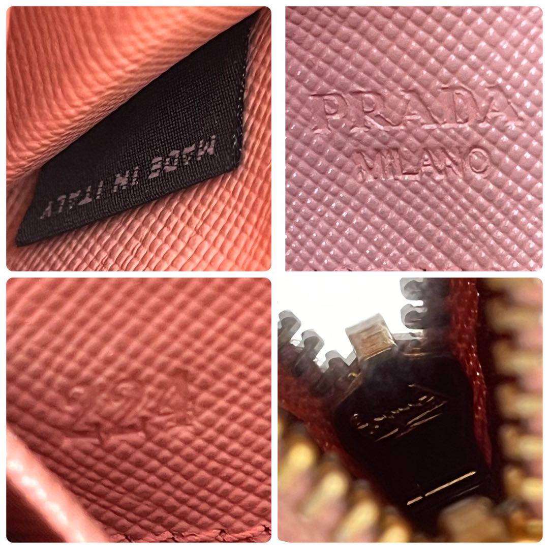 良品✨PRADA 長財布　フィオッコ　サフィアーノ　サーモンピンク　ロゴ金具