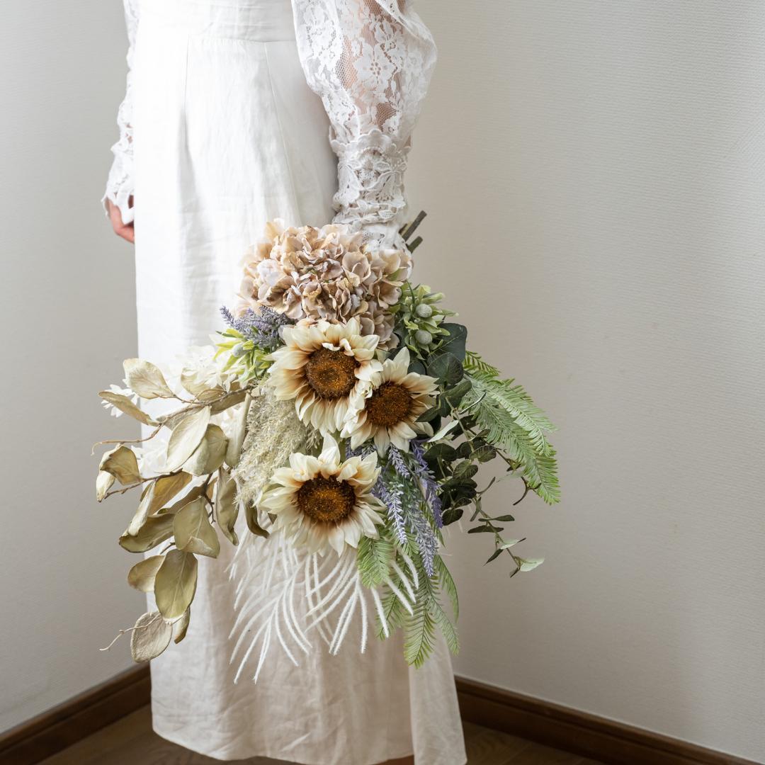 【ヒマワリ/ラベンダードライフラワー風ブーケH】結婚式前撮りフォトウェディング