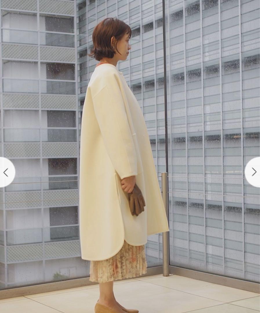 Primary NavyLabel ダブルフェイスノーカラーコート セール】 Primary NavyLabel:ダブルフェイスノーカラーコート