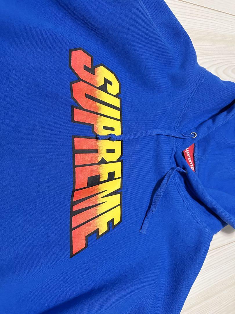 SUPREME パーカー 青色 フード付き