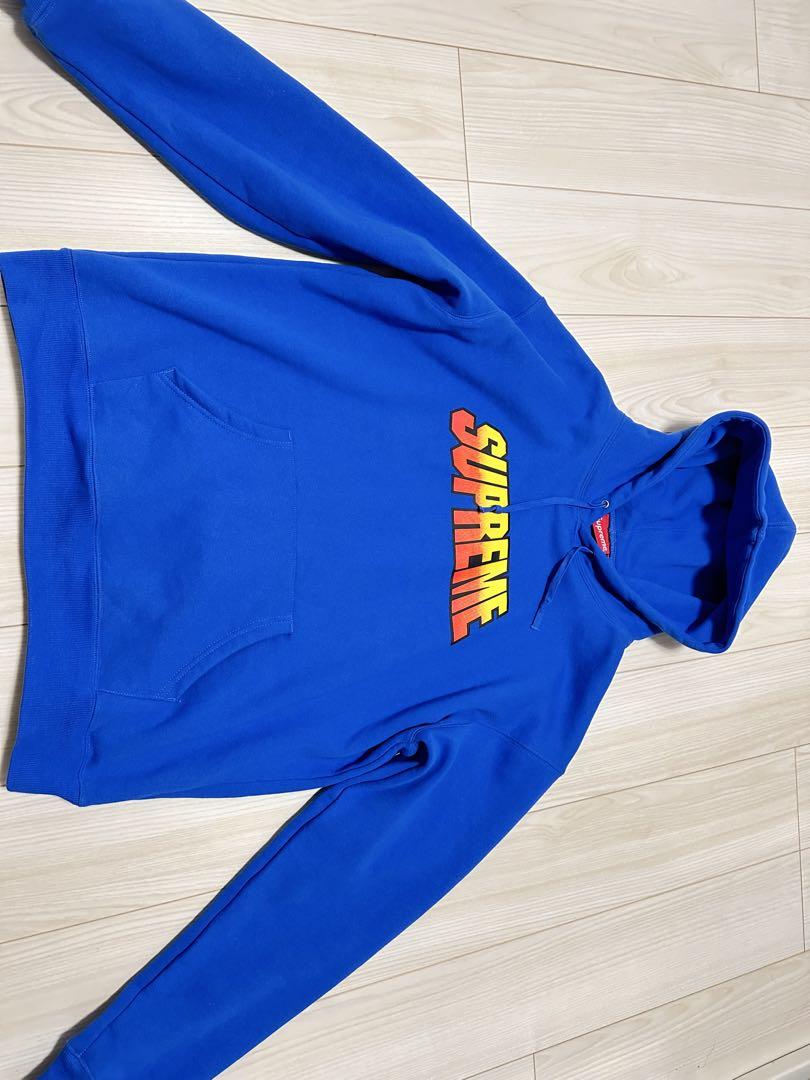 SUPREME パーカー 青色 フード付き