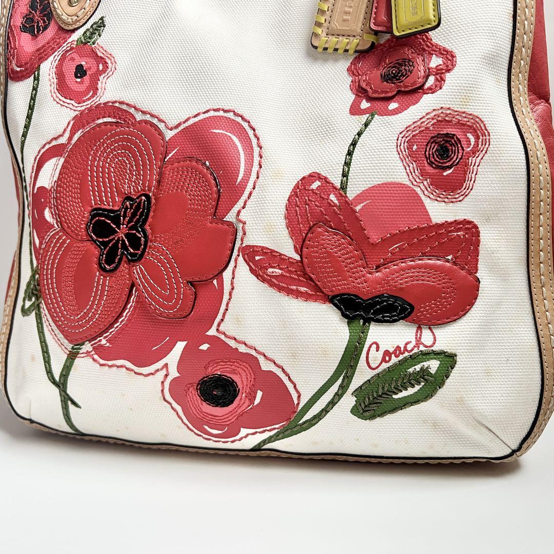 レア♡COACH ポピー　キャンバス　トートバッグ　大容量　フラワー　レア