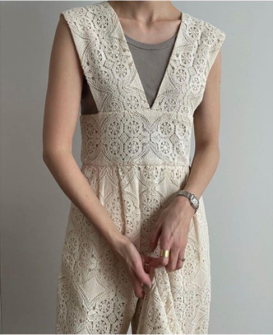CLANE（クラネ）の「CHEMICAL LACE SALOPETTE PANTS（サロペット