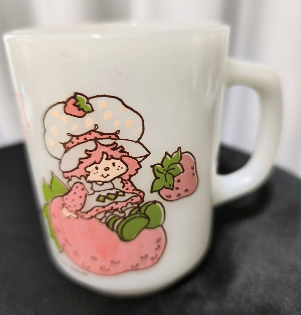 1980年代 アンカーホッキング ストロベリーショートケーキ ミルクガラス マグ