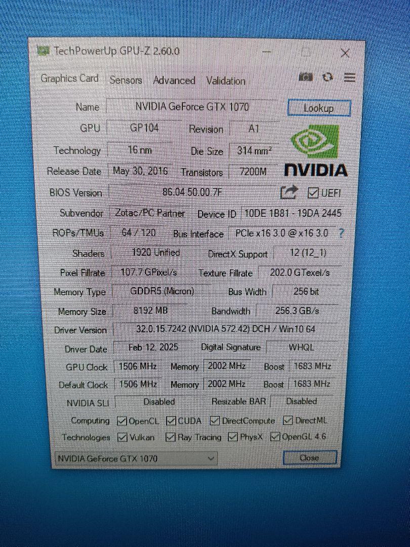 ％ GeForce GTX 1070 8GB GDDR5