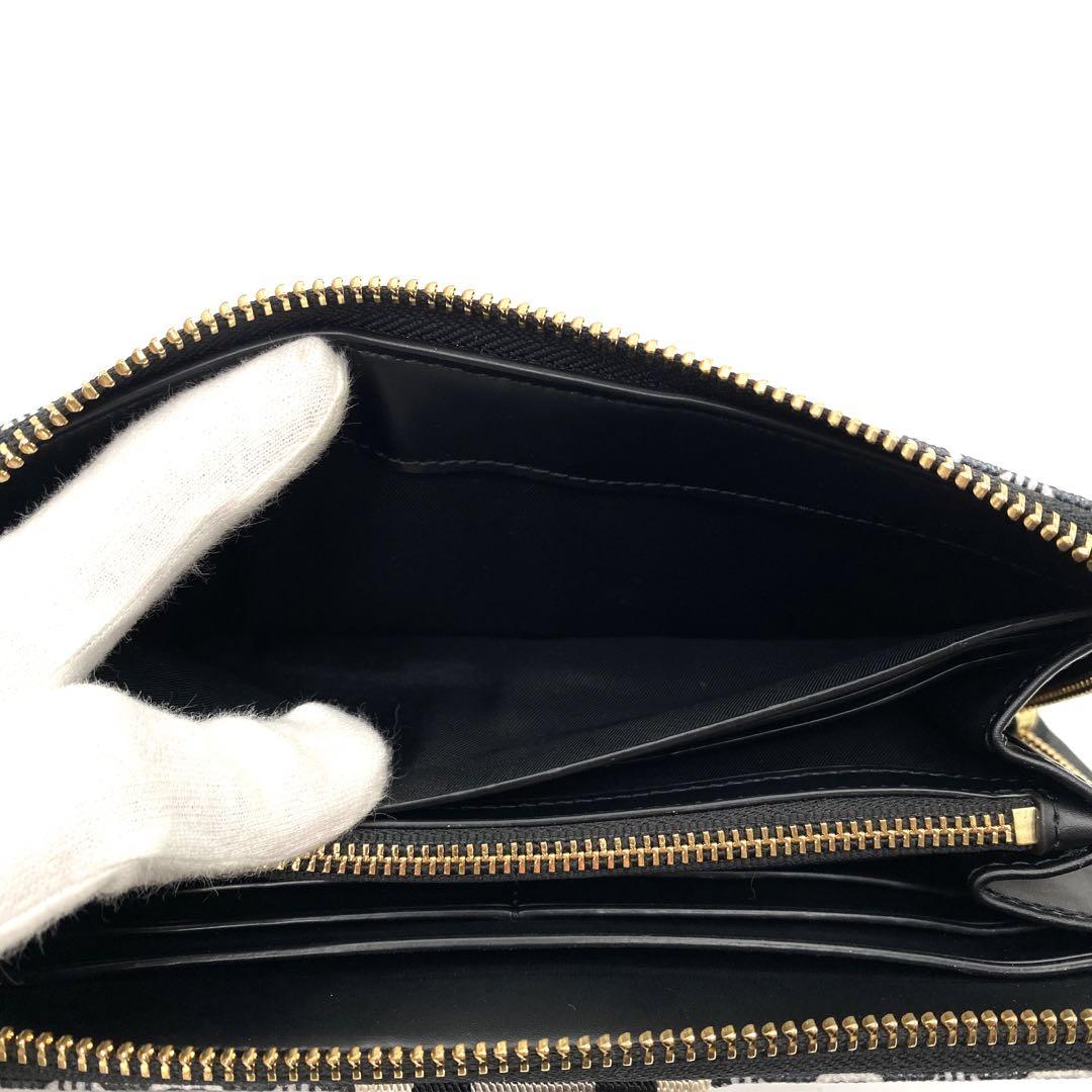 極美品　TORY BURCH 長財布　キャンバス×レザー　ラウンドファスナー