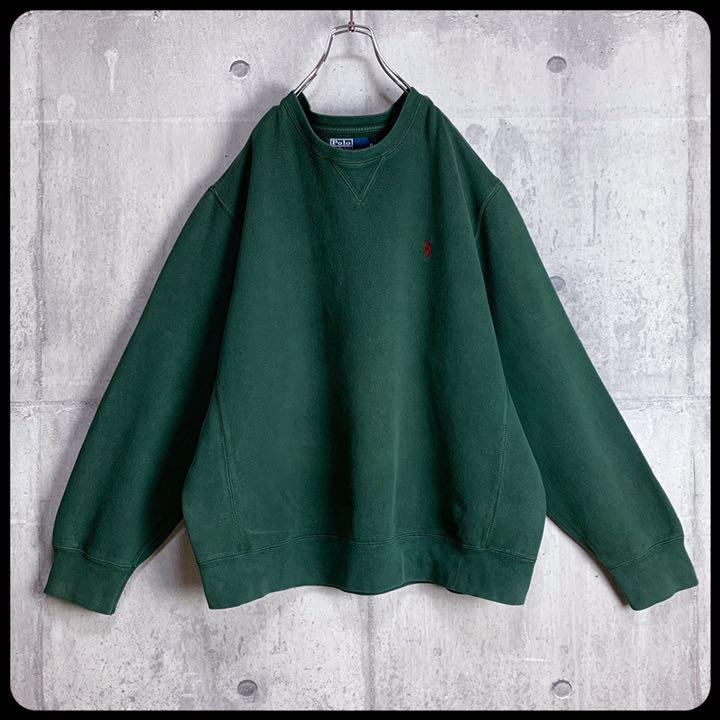 即納格安 ポロ ラルフローレン刺繍ビッグサイズスウェット緑グリーントレーナー裏起毛 gjPDn-m62558309747 人気HOT