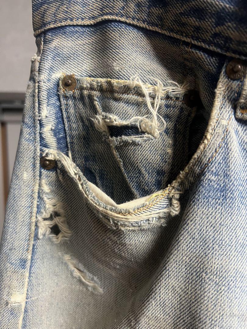 Levi's 501 66 前期　ダメージ ライトブルー デニム　ウエスト90