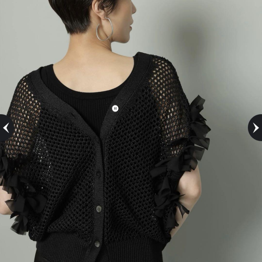 Arpege story シフォンリボンxメッシュニット　新品　黒 Mystrada - Arpege storyアルページュストーリーシフォンリボン