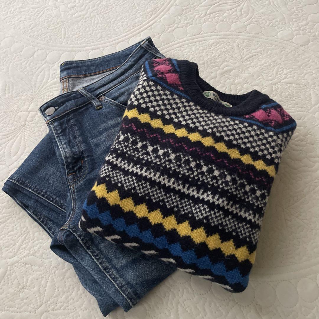 BEAMS  HEART  フェアアイル　ノルディッククルーネックニット