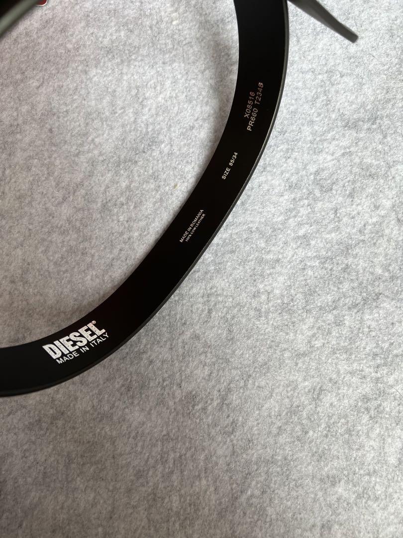 DIESEL レザー Dロゴ ベルト ブラック
