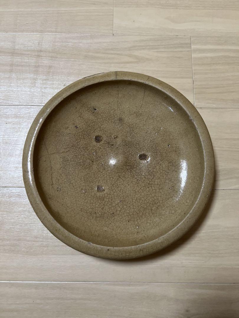 No4239 古瀬戸　黄瀬戸　大皿　飾皿　瀬戸　石皿　直径36.7cm 送料無料 石皿 大皿 瀬戸焼 古瀬戸 黄瀬戸 民藝 骨董 用の美 古物 古窯