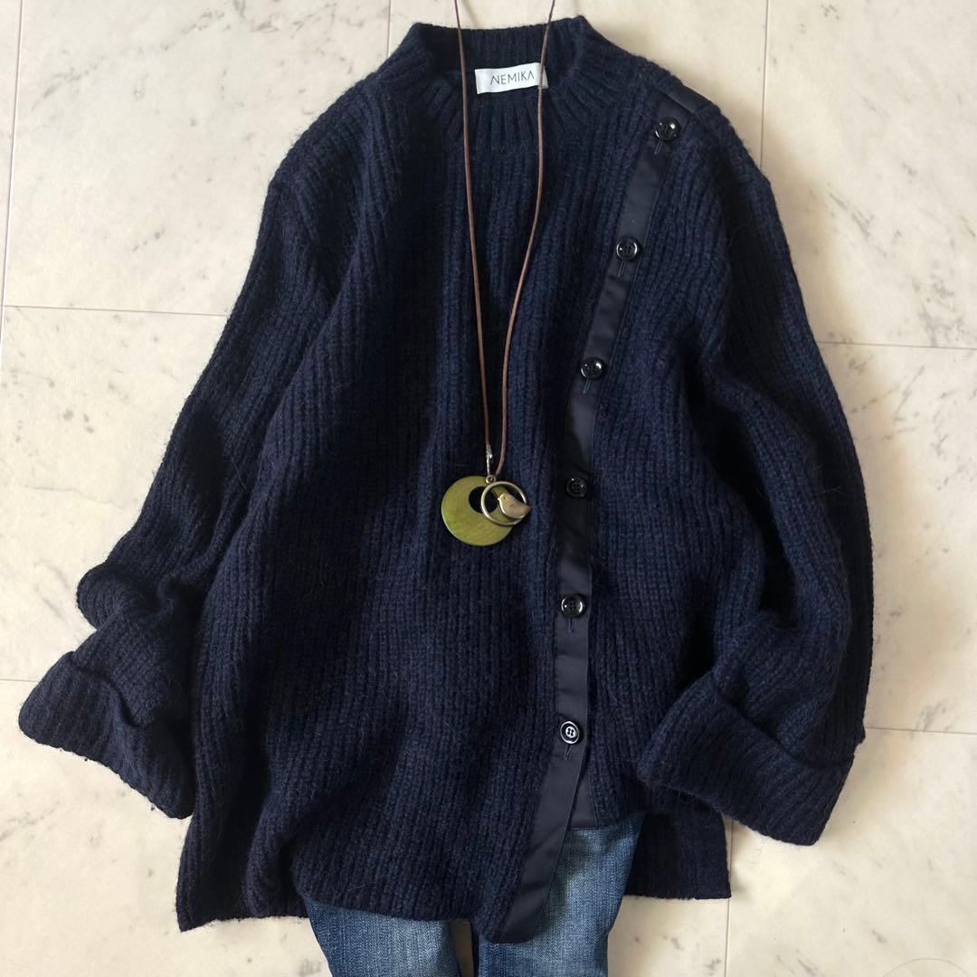 ネミカ アシンメトリー 変形ニット ざっくり クルーネック byレリアンL leilian