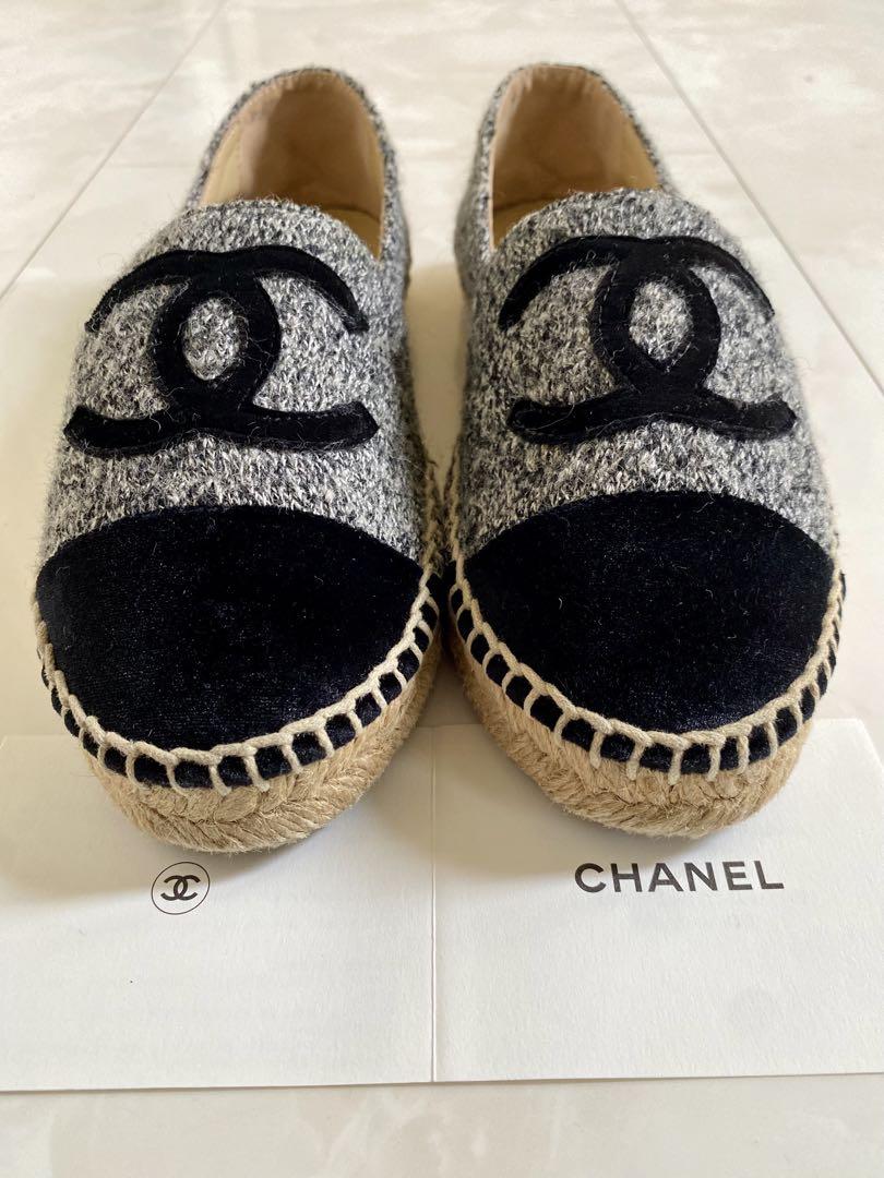 御専用 美品 シャネル ツイード エスパドリーユ スニーカー 38 CHANEL