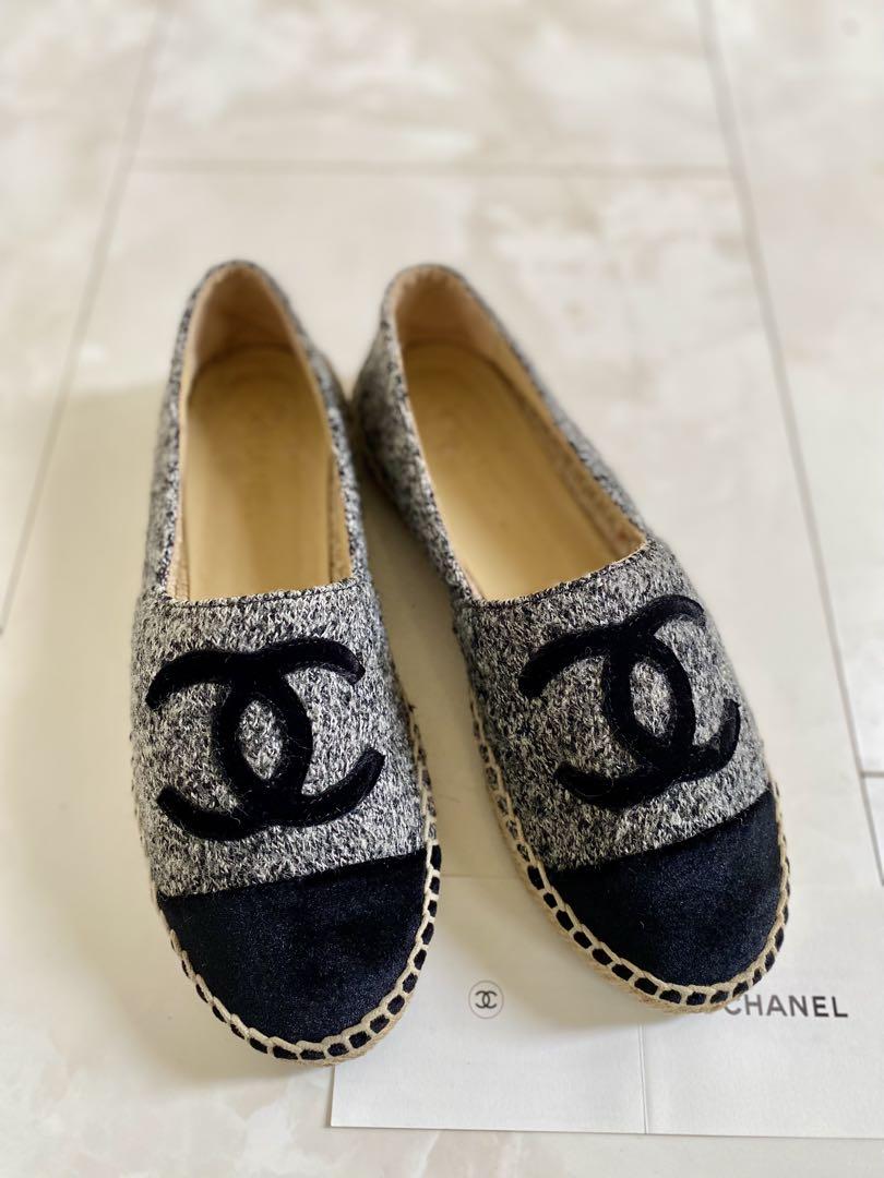 御専用 美品 シャネル ツイード エスパドリーユ スニーカー 38 CHANEL