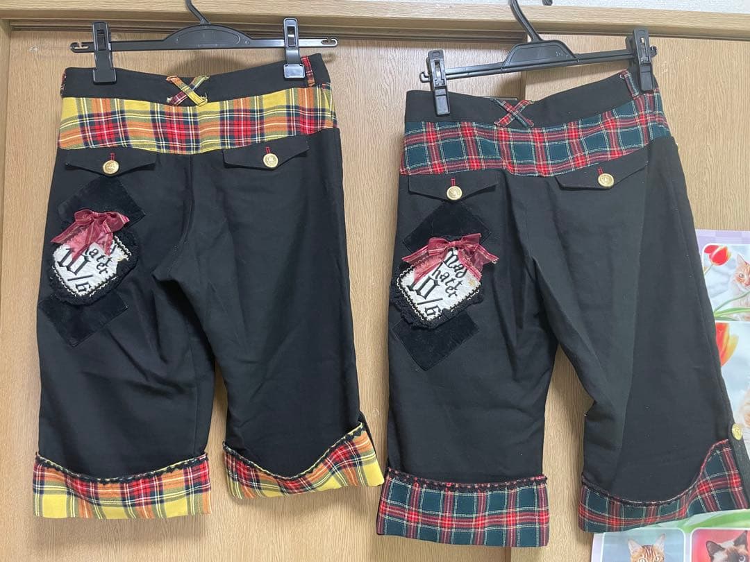 アリパイ チェック柄ウエストバンド ハーフパンツ 2枚セット ゴスロリ 王子系