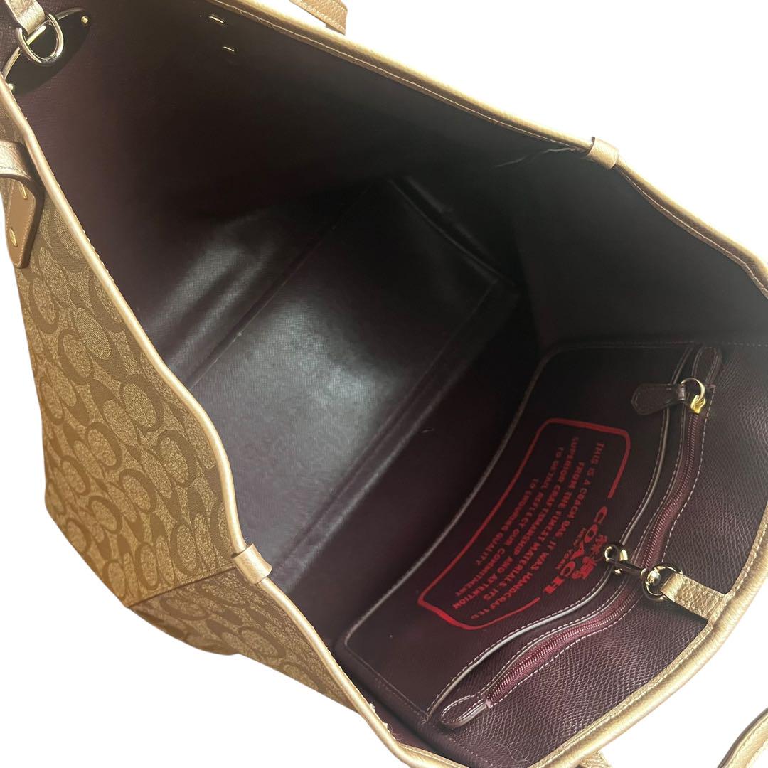 極美品　コーチ　トートバッグ　ワンショルダー　シグネチャー　PVC COACH