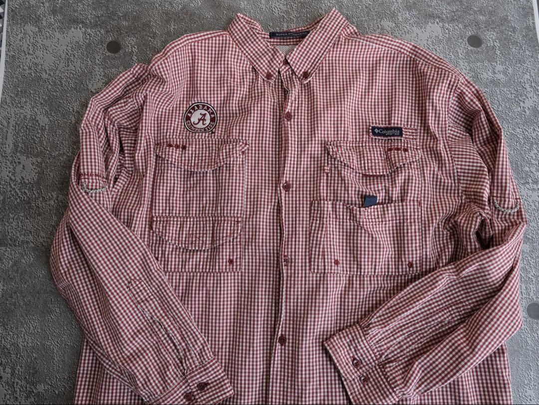 Columbia 赤と白のチェックシャツ