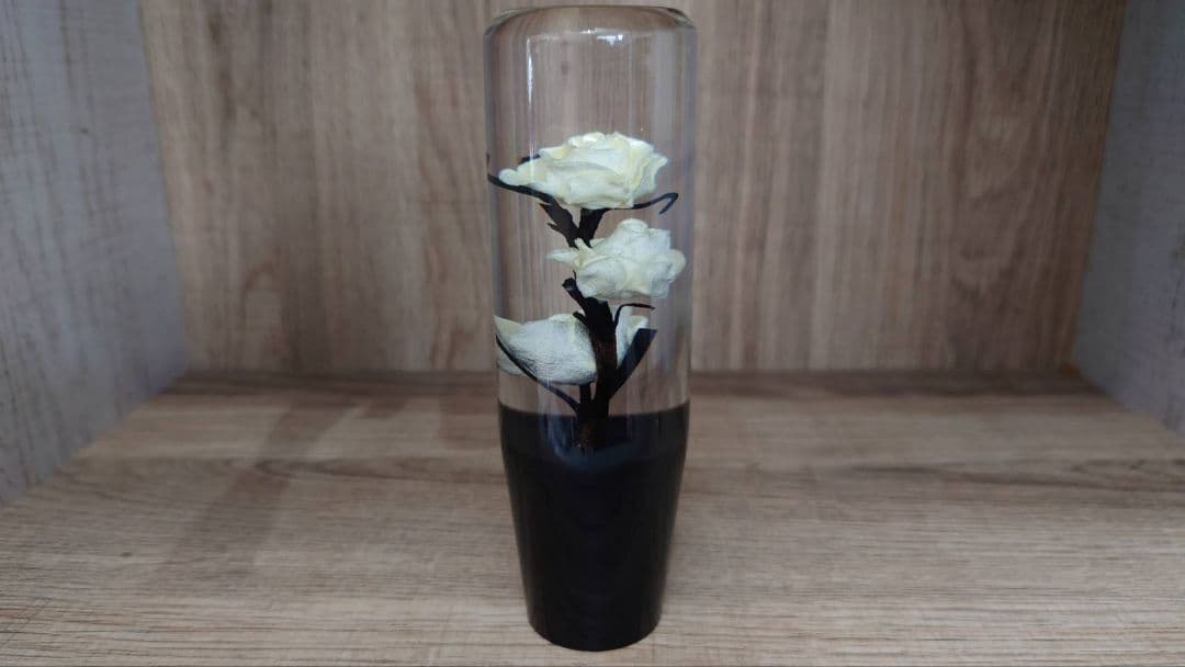 水中花シフトノブ薔薇15cm白 デコトラ 軽トラ 旧車 ドリフト 街道レーサー