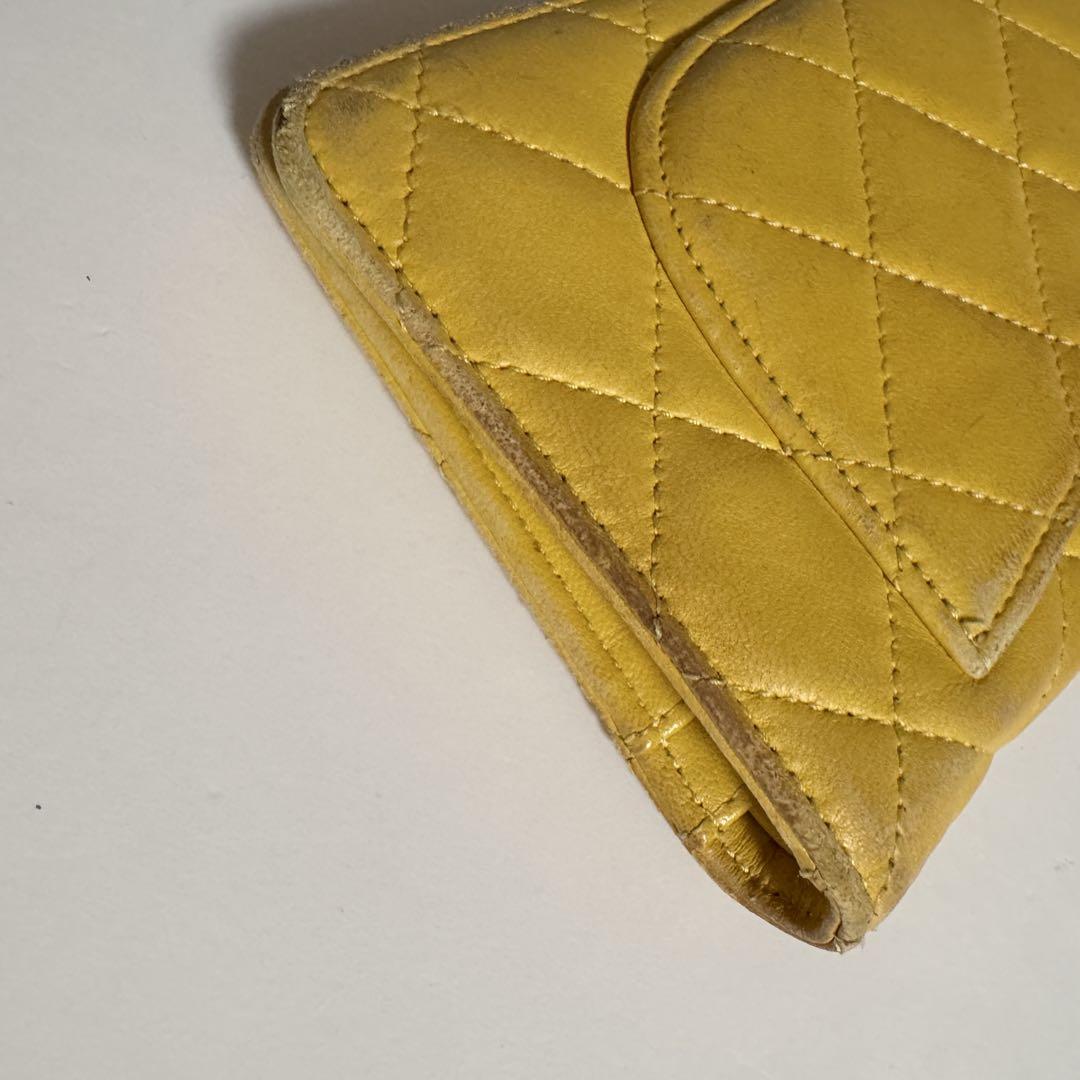 シャネル CHANEL マトラッセ 長財布 二つ折り 黄 イエロー